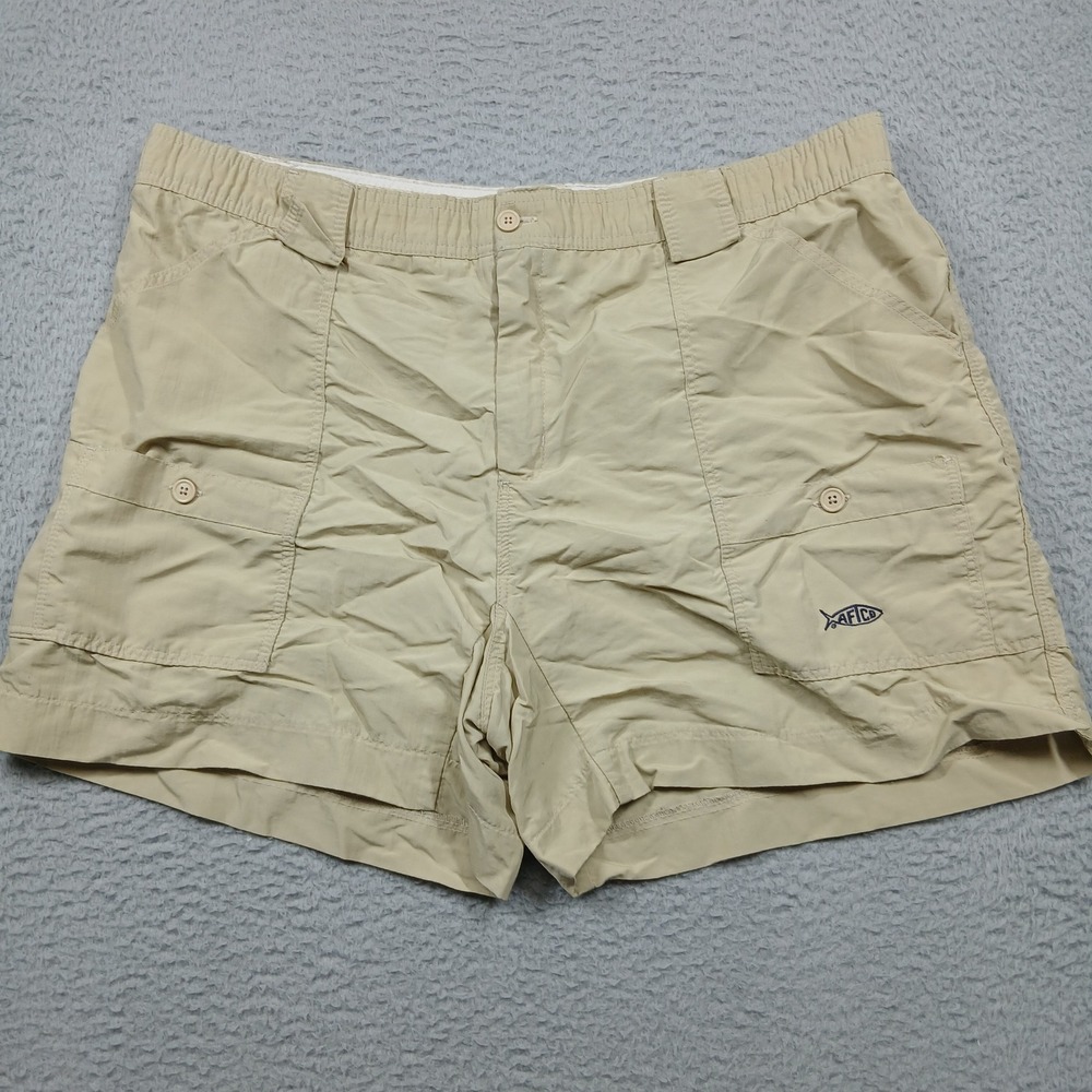 AFTCO Bluewater Fishing Shorts Men's 42 Khaki‎ Nylon Cargo Outdoor
